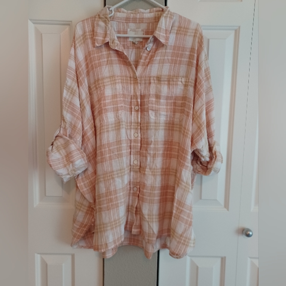 NWOT American Eagle Oversized Plaid Button-Up